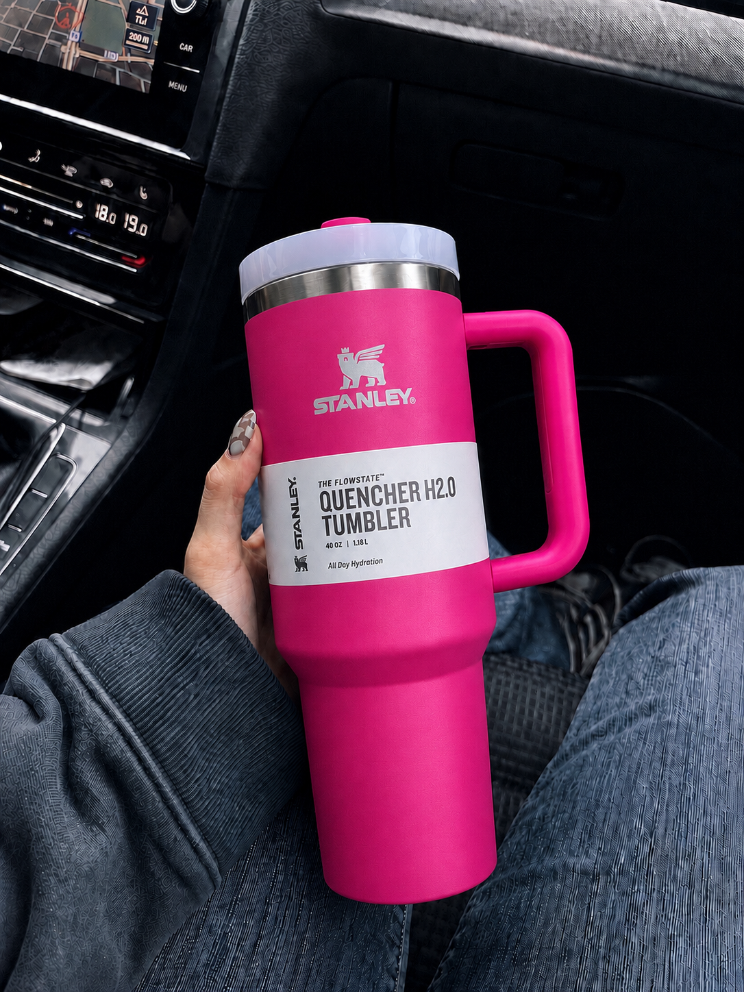 Stanley Quencher H2.0 40oz - 1.18 Ltumbler Handle Straw Lid (Hot Pink)
