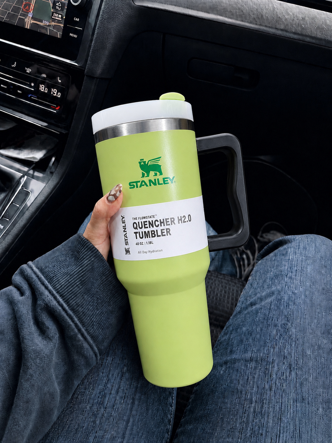 Premium Stanley Quencher H2.0 40oz - 1.18 Ltumbler Handle Straw Lid (olive) from Purply.