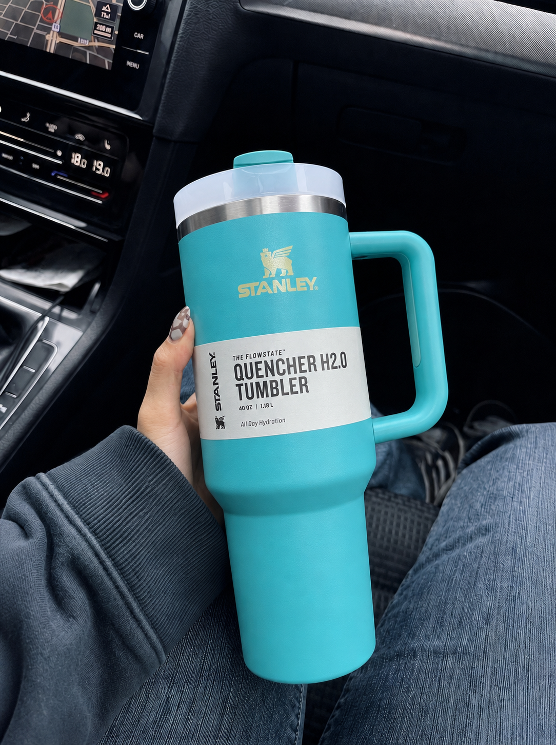 Stanley Quencher H2.0 40oz - 1.18 Ltumbler Handle Straw Lid ( aqua blue )