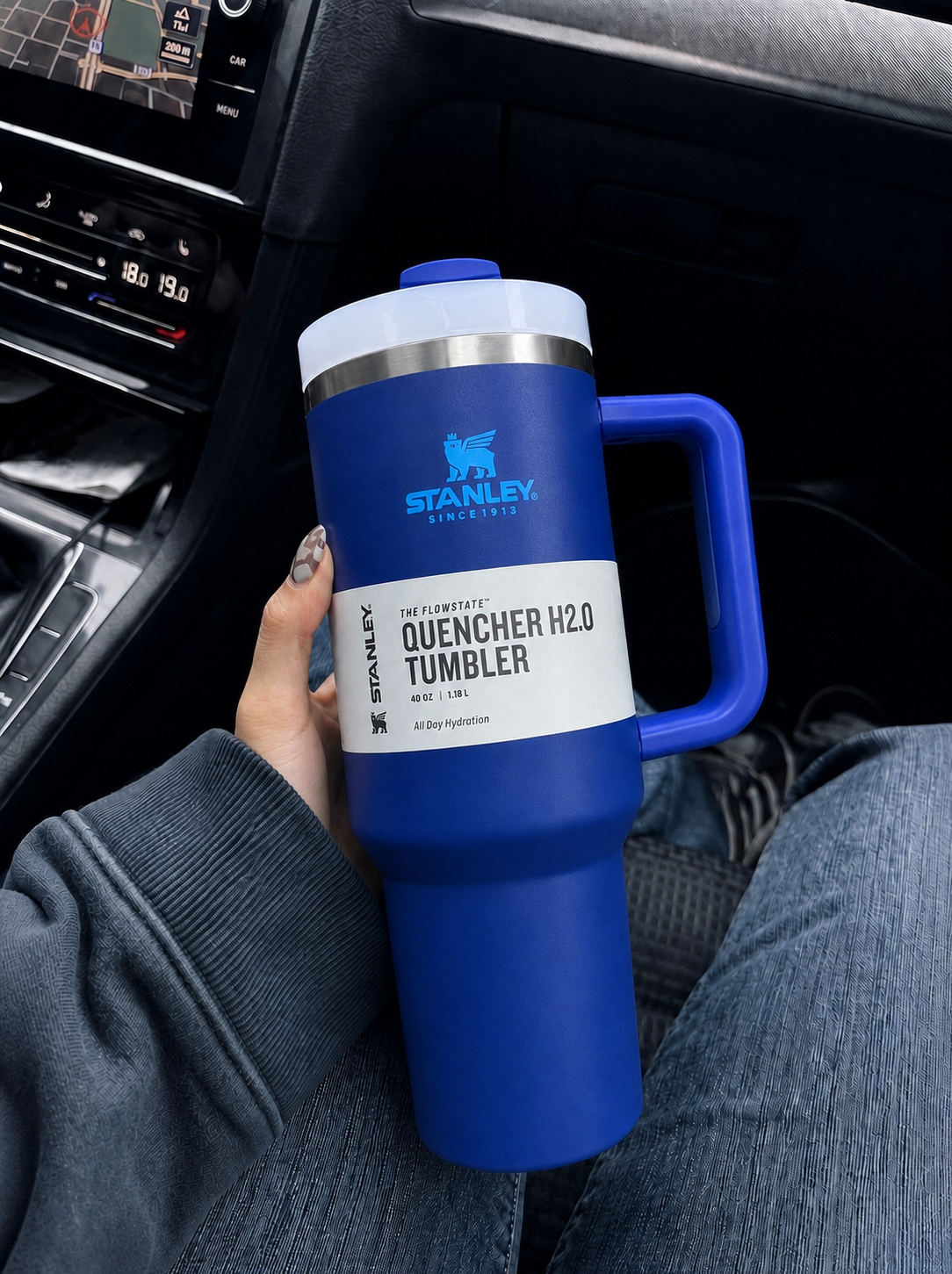 Stanley Quencher H2.0 40oz - 1.18 Ltumbler Handle Straw Lid ( Dark Blue)